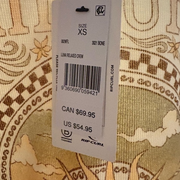 New With Tags Rip Curl Cream Graphic Sweatshirt - Picture 2 of 3